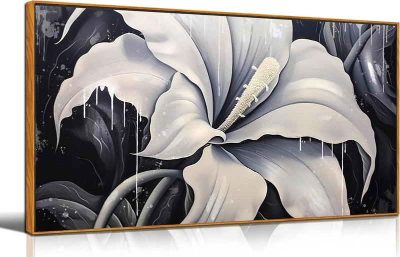 CGXART Black and White Flower Canvas Wall Art - Image 1