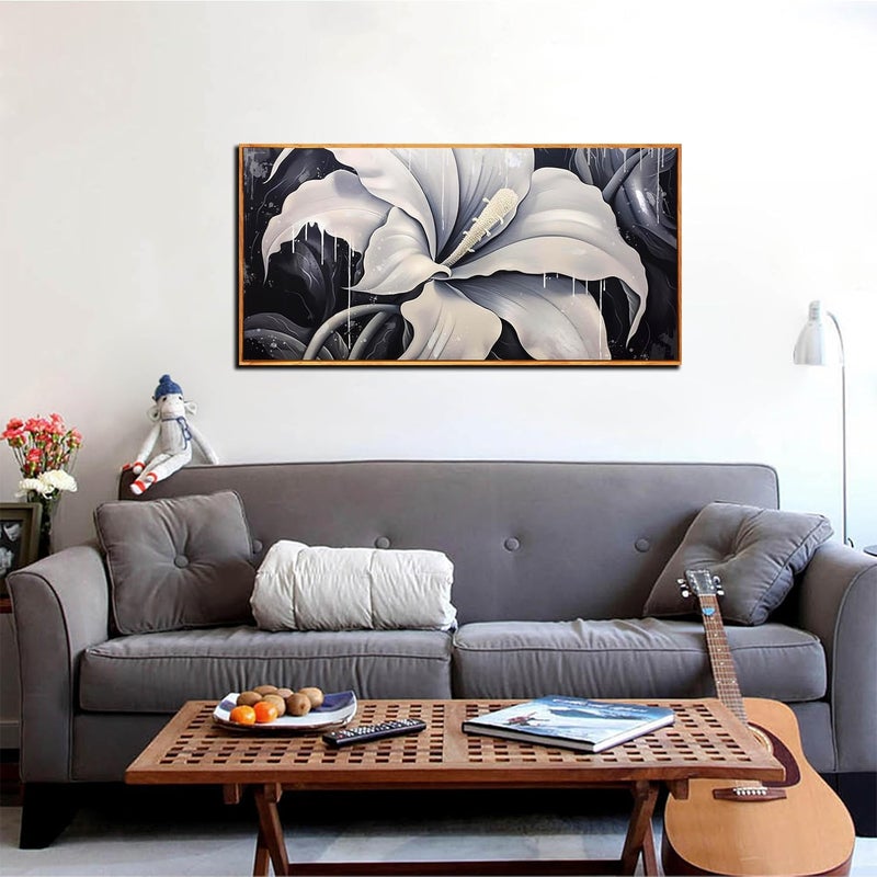 CGXART Black and White Flower Canvas Wall Art - Image 3