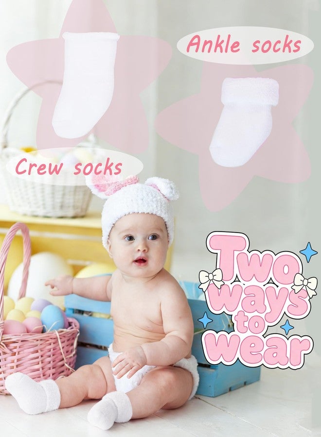Mini angel Baby Socks 0-3 Months Newborn Preemie Terry Cotton Turn Cuff Sock Infant Girls Boys White Ankle Socks 6 Pairs(White, XS) - Image 4