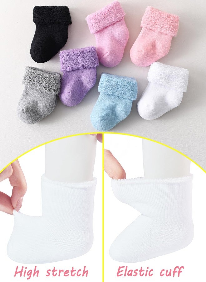 Mini angel Baby Socks 0-3 Months Newborn Preemie Terry Cotton Turn Cuff Sock Infant Girls Boys White Ankle Socks 6 Pairs(White, XS) - Image 5
