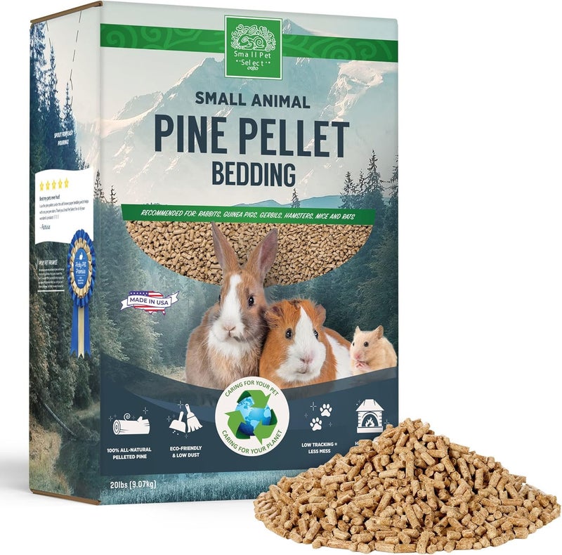 Small Pet Select Pine Pellet Bedding 20lb Litter Pellets for Rabbit Guinea Pig Hamster Bunny and Other Small Animals Made in USA 20lb