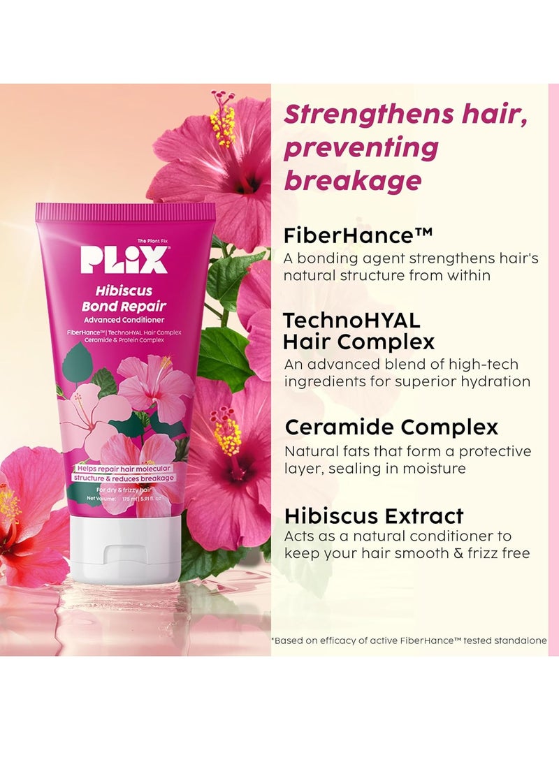 PLIX THE PLANT FIX Hibiscus Bond Repair Advanced Conditioner Repairs Hair Molecular Structure & Reduces Breakage with FiberHance™ & TechnoHYAL Hair Complex 175ml - Image 4