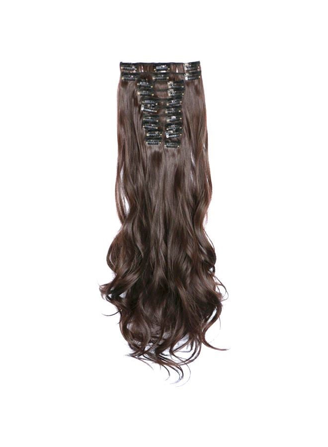 NIBEMINENT 12-Piece Curly Hair Extension Set Brown