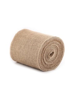 10 Yards Burlap Roll, 6 Inch Burlap Fabric Ribbon Wrap with Overlocked and Sewn Edges for DIY Craft, Table Runners, Wedding, Party Decoration - Reusable