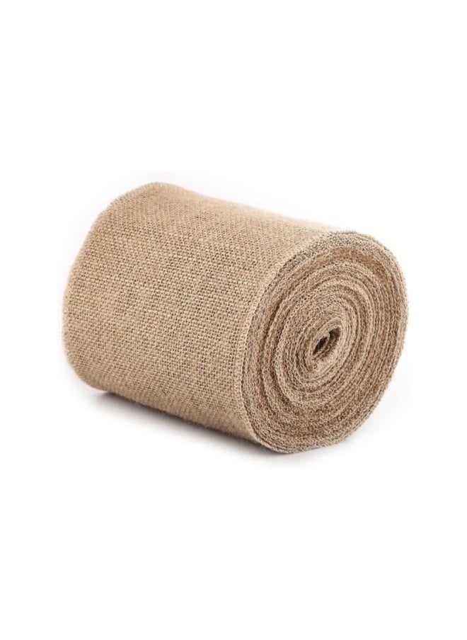 Generic - 10 Yards Burlap Roll, 6 Inch Burlap Fabric Ribbon Wrap with Overlocked and Sewn Edges for DIY Craft, Table Runners, Wedding, Party Decoration - Reusable - Image 1
