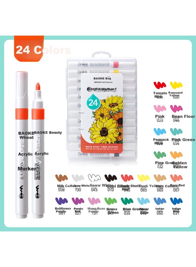 Baoke Mp2921-24 24 Colors Water-based Acrylic Marker Pen Single Head Wear-resistant Student Children Art Hand-painted Graffiti Diy Painting Pen Boxed - Image 2