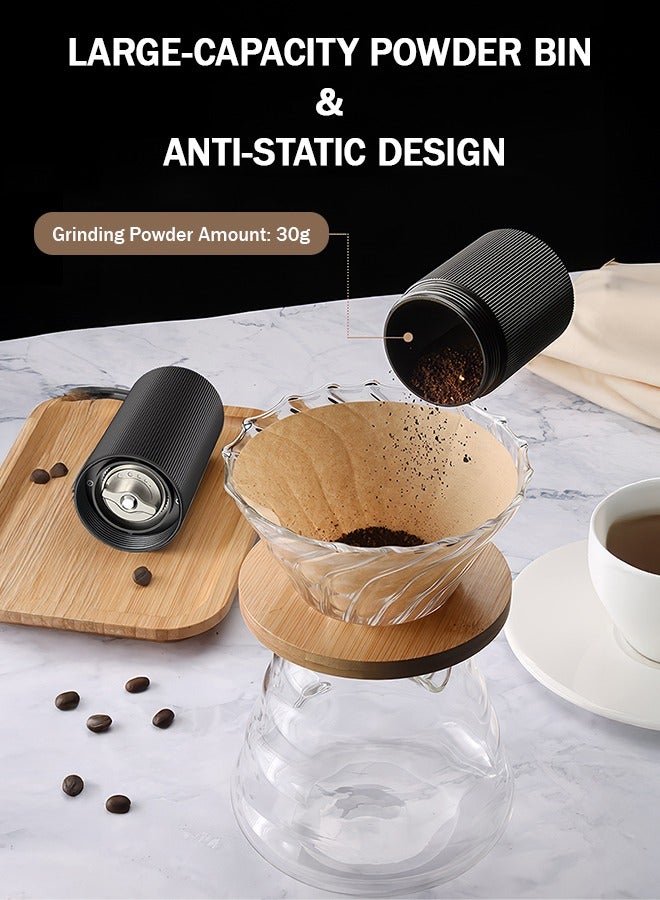 Manual Coffee Grinder, CNC Stainless Steel Conical Burr Coffee Grinder With Cleaning Brush, Portable Hand Coffee Bean Grinder Adjustable For Fine/Coarse Grind, At Home, Travel, Camping (Black) - Image 4