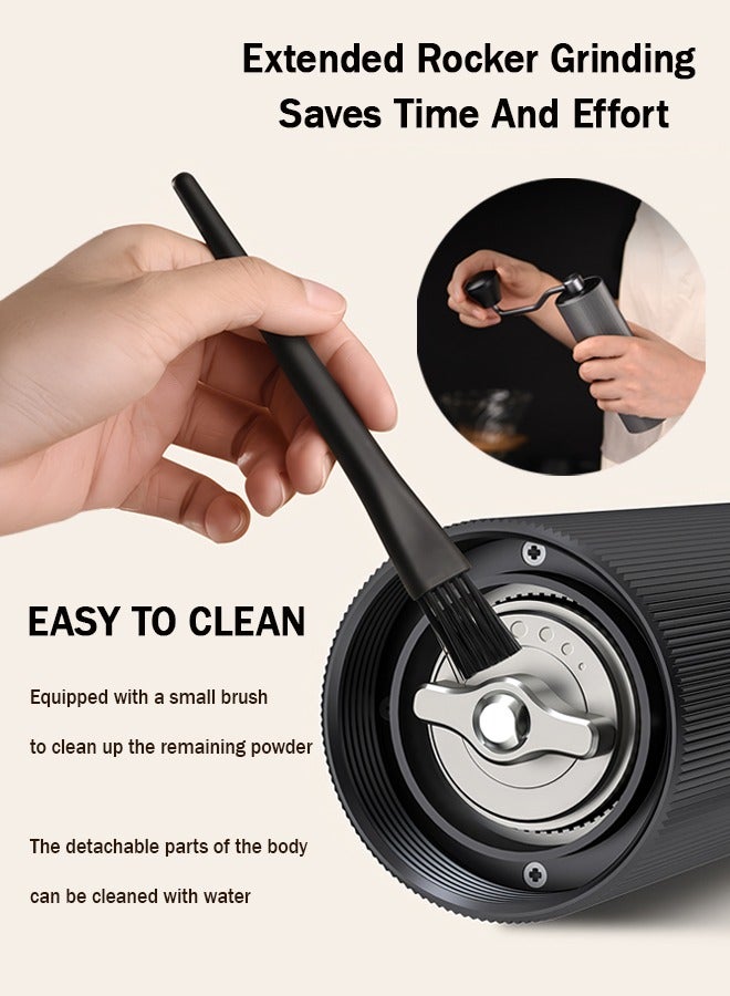 Manual Coffee Grinder, CNC Stainless Steel Conical Burr Coffee Grinder With Cleaning Brush, Portable Hand Coffee Bean Grinder Adjustable For Fine/Coarse Grind, At Home, Travel, Camping (Black) - Image 5