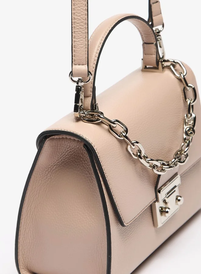 Celeste Women's Solid Satchel Bag with Detachable Strap and Magnetic Closure
