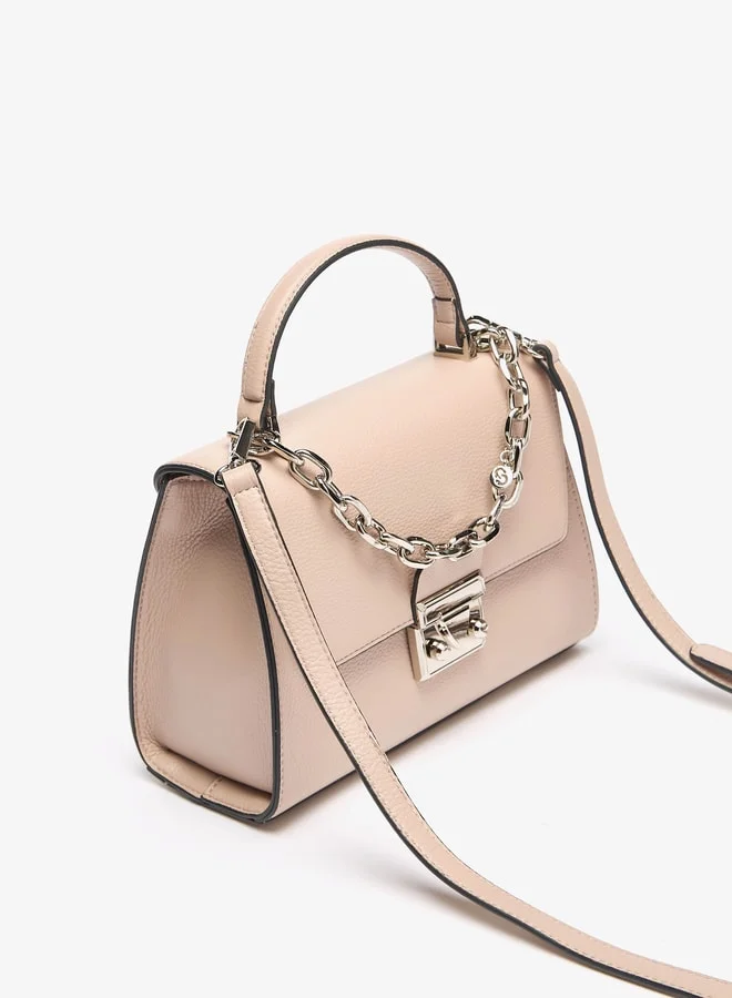 Celeste Women's Solid Satchel Bag with Detachable Strap and Magnetic Closure