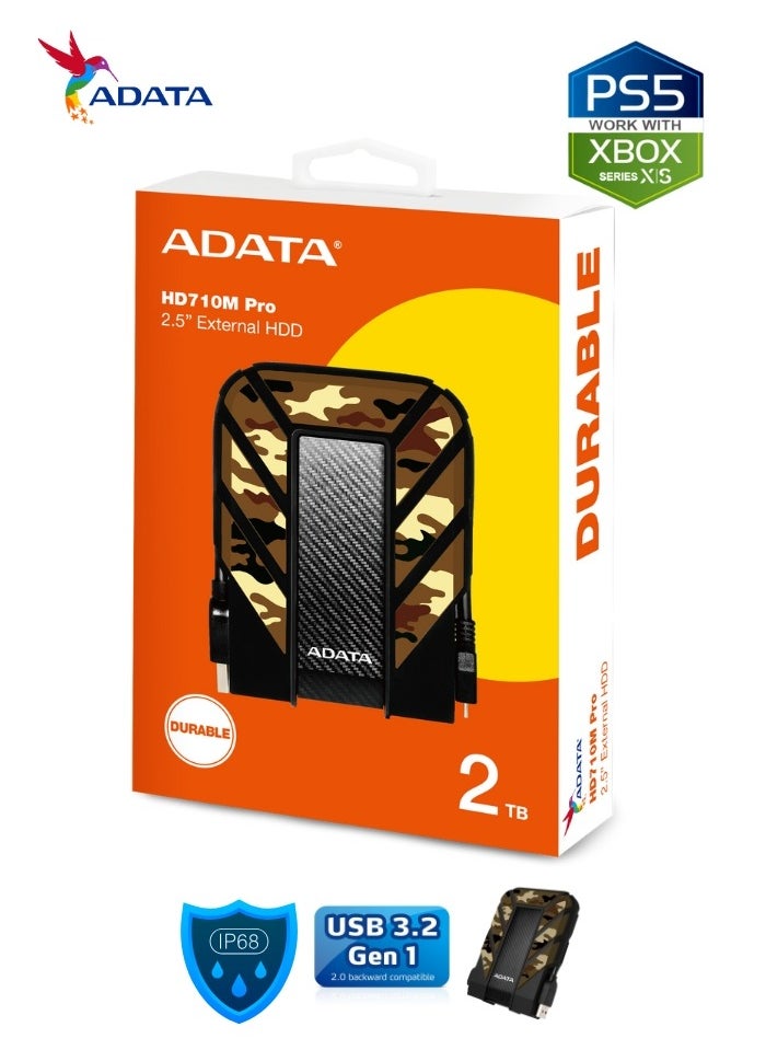 ADATA - HD710M Pro DURABLE 2TB External HDD | Fast Anti-Shock Hard Drive | Compatible with PS5 XBOX - Image 1