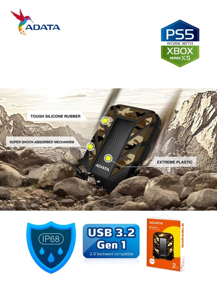ADATA - HD710M Pro DURABLE 2TB External HDD | Fast Anti-Shock Hard Drive | Compatible with PS5 XBOX - Image 1