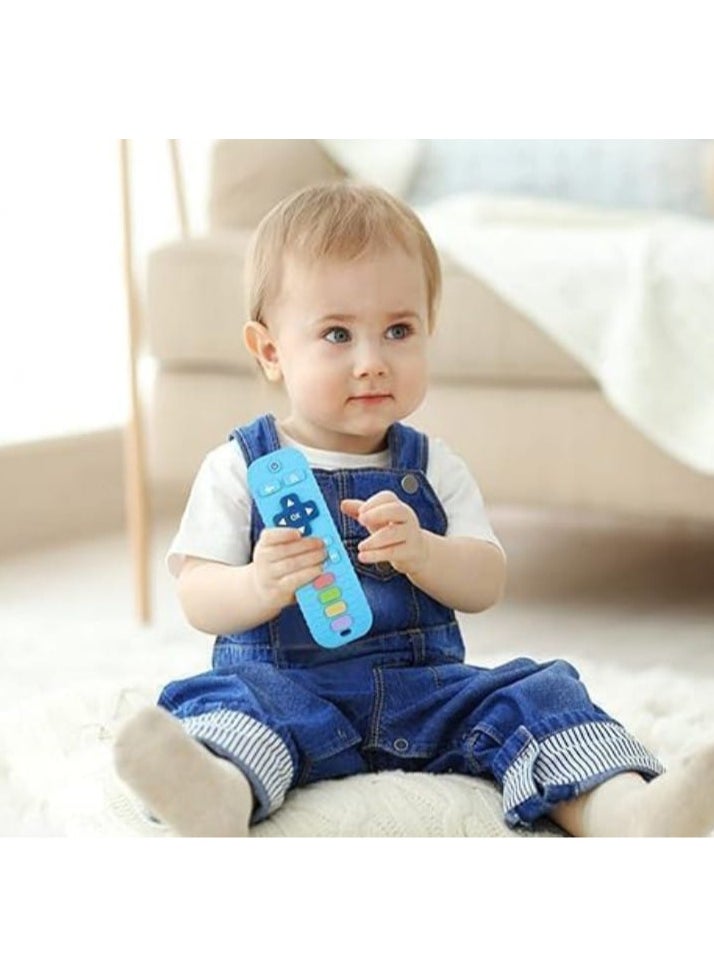 Baby Silicone Teether in Remote Control Shape, Safe for Infants, Made of Soft Silicone, Teething Toy and Dental Development Tool, Perfect Baby Shower Gift (Blue).  - Image 3