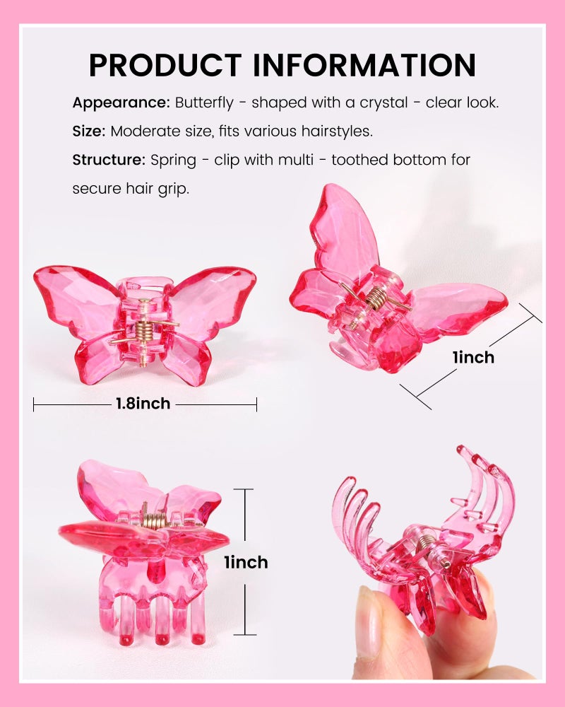 NAISIER Hair Claw Clips Jaw Clips 1.8 inch Clear Butterfly Hair Accessories for Girls and Women (Small sized, 24 pack) - Image 4