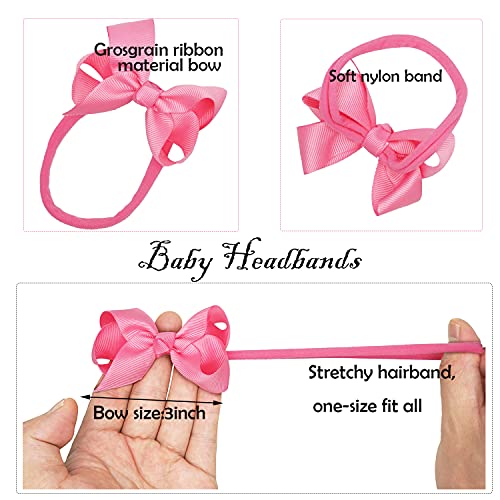 CellElection 25 Colors Baby Girls Headbands 3Inch Grosgrain Ribbon Small Hair Bows Nylon Headbands Soft Stretch Nylon Hairbands Elastics for Newborns Infants Toddlers Kids Children - Image 5
