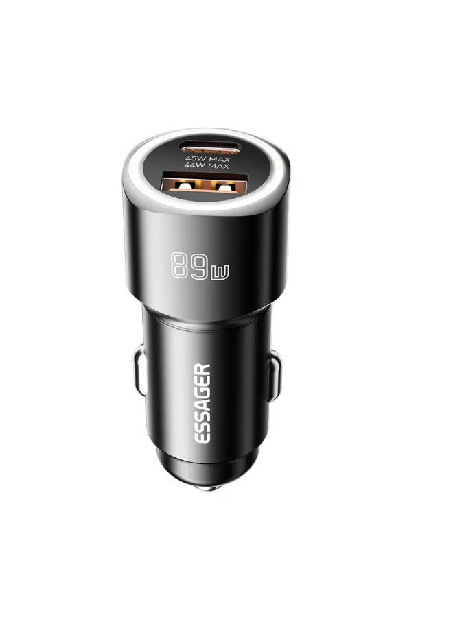 ايساجر شاحن سيارة سريع Essager بقوة 89 واط - يدعم تقنية SuperVOOC - متوافق مع أوبو، ريلمي، فيفو، ون بلس - ويدعم PD (للآيفون وسامسونج) - Image 1