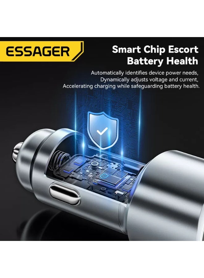 ايساجر شاحن سيارة سريع Essager بقوة 89 واط - يدعم تقنية SuperVOOC - متوافق مع أوبو، ريلمي، فيفو، ون بلس - ويدعم PD (للآيفون وسامسونج) - Image 2
