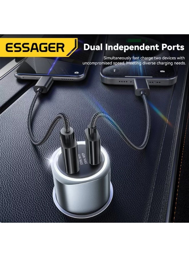 ايساجر شاحن سيارة سريع Essager بقوة 89 واط - يدعم تقنية SuperVOOC - متوافق مع أوبو، ريلمي، فيفو، ون بلس - ويدعم PD (للآيفون وسامسونج) - Image 3