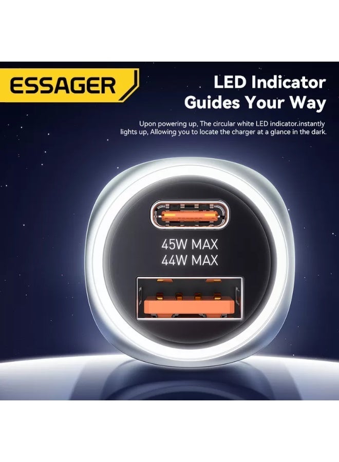 ايساجر شاحن سيارة سريع Essager بقوة 89 واط - يدعم تقنية SuperVOOC - متوافق مع أوبو، ريلمي، فيفو، ون بلس - ويدعم PD (للآيفون وسامسونج) - Image 4