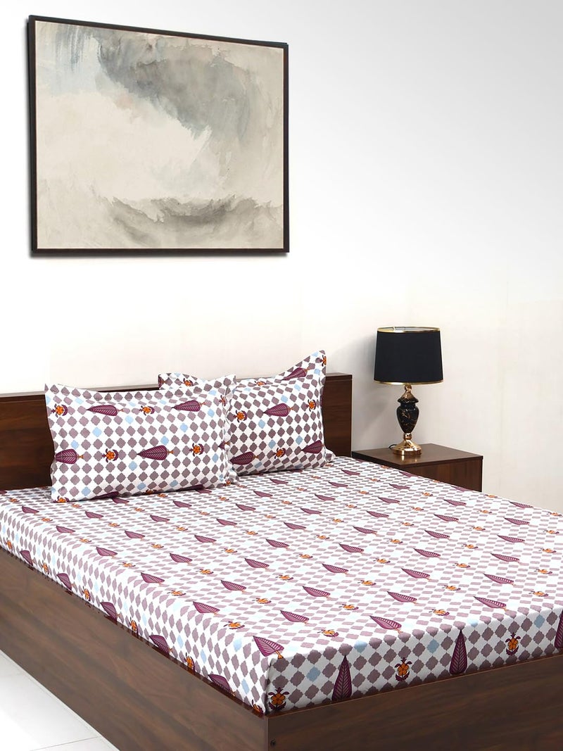 Bombay Dyeing Cardinal Collection Queen Size Bedsheet 120 TC, 100% Pure Cotton Premium Bedsheet with 2 Pillow Covers | 2.24 M X 2.54 M | - Image 1