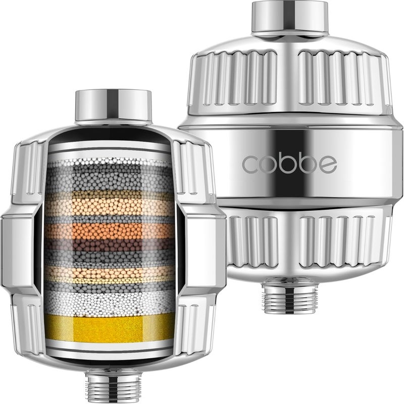 Cobbe HD HEAVY DUTY High Output Shower Filter 2 Pack â€“ 99% REMOVAL Shower Head Filter for Hard Water, Heavy Metals, Chlorine and Harmful Substance, Improve your skin and hair - Chrome - Image 1