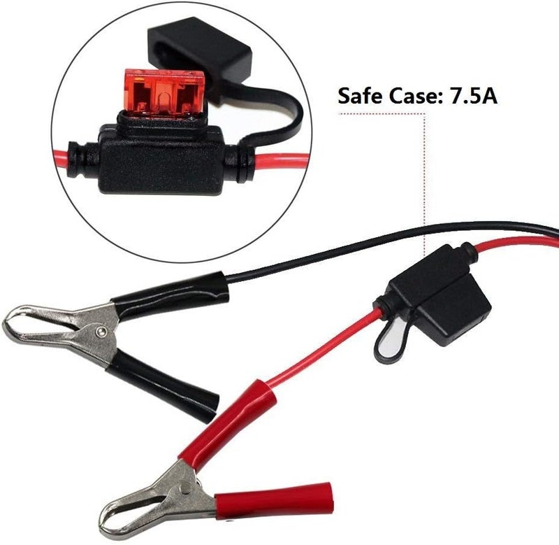 SPARKING (5PACK)1.5FT 12V Battery Alligator Clip to SAE 2Pin Quick Disconnect Cable SAE to Battery Clamp Cable 7.5A Fuse - Image 2