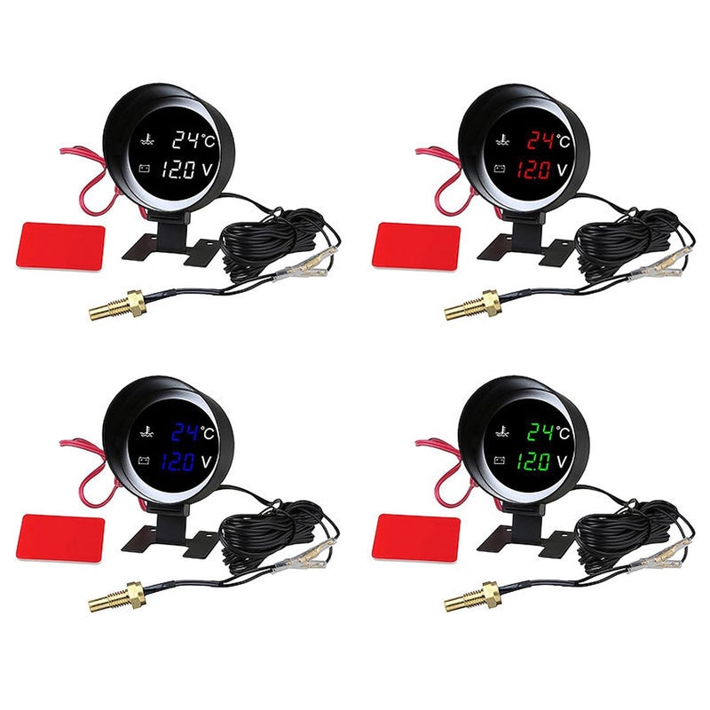 LEDVoltmeter Water Temp Gauge Meter 2in1 Vehicles Digital Gauge for 12V / 24V Car Truck with Sensor Easy Installation - Image 4