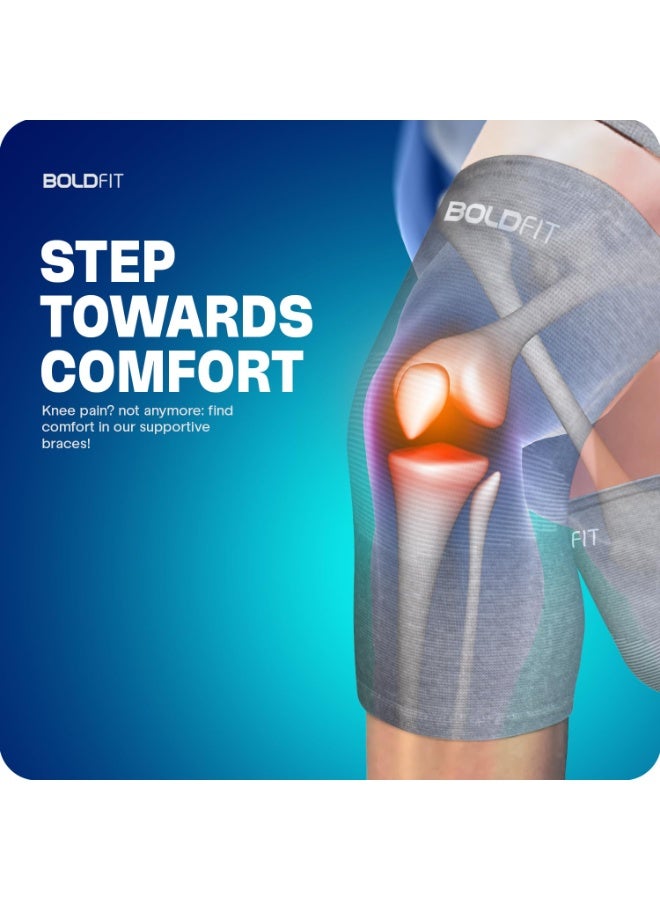 BOLDFIT Pack of 2 Knee Cap Support For Running and Gym Squats Medium Grey - Image 5