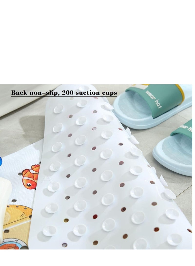 Baby Bath Mat for Tub for Kids, 40 X 16 Inch Bathtub Mat Non Slip, Cartoon Bath Tub Shower Mat Anti Slip with Drain Holes and Suction Cups Machine Washable (Dinos) - Image 1