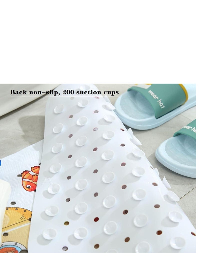Baby Bath Mat for Tub for Kids, 40 X 16 Inch Bathtub Mat Non Slip, Cartoon Bath Tub Shower Mat Anti Slip with Drain Holes and Suction Cups Machine Washable (Dinos) - Image 3