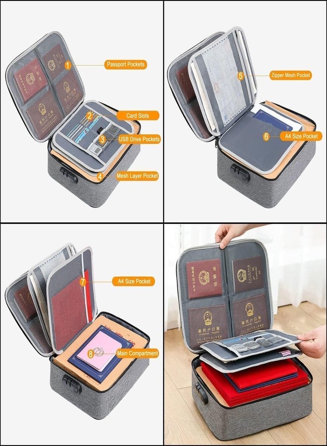 SWOPPERRY Document Organizer Case with Lock, Multi-Compartment Passport Holder, USB Drive Storage, Card Slots, Multi Color - Image 2