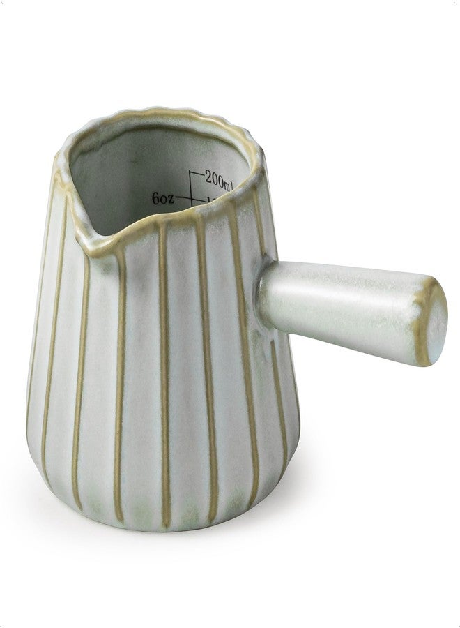 YHOJOY Espresso Cups, Ceramic Espresso Measuring Cup with Handle, Expresso Shots Cups with Scale, Espresso Accessories, 200ML /6 OZ, Light Green - Image 1