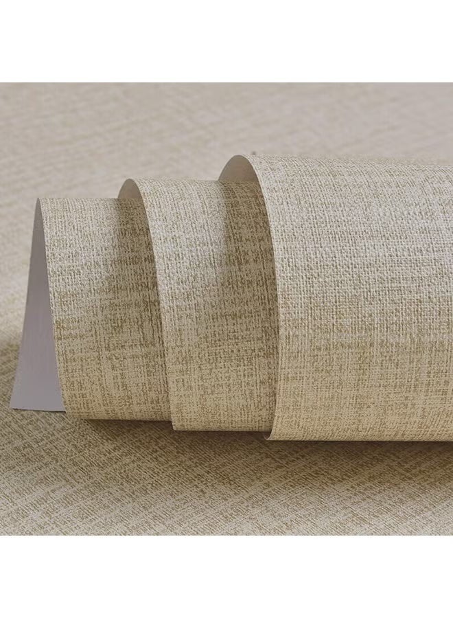 Khaki Linen Wallaper, PVC Self-Adhesive Removable Peel and Stick DIY Wallpaper, Flaxen Grasscloth Vinyl Film Wall Stickers, Solid Color Decorate Furniture (60cm*10m) - Image 1