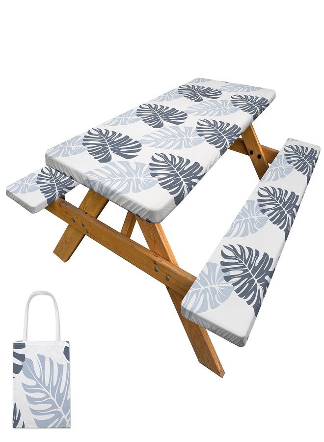 pickyNproud Picnic Table Cover with Bench Covers Camping Tablecloth with Storage Bag Windproof Waterproof Picnic Table Covers with Elastic for Camping - Image 1