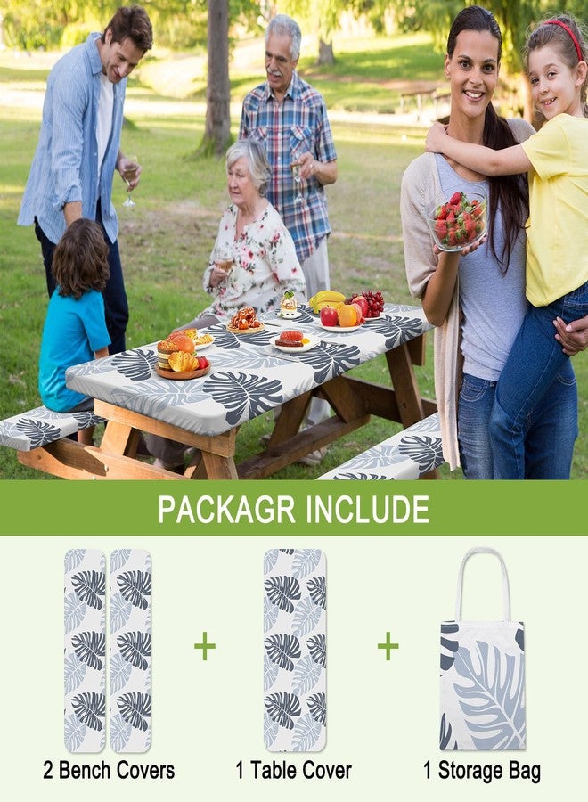pickyNproud Picnic Table Cover with Bench Covers Camping Tablecloth with Storage Bag Windproof Waterproof Picnic Table Covers with Elastic for Camping - Image 4