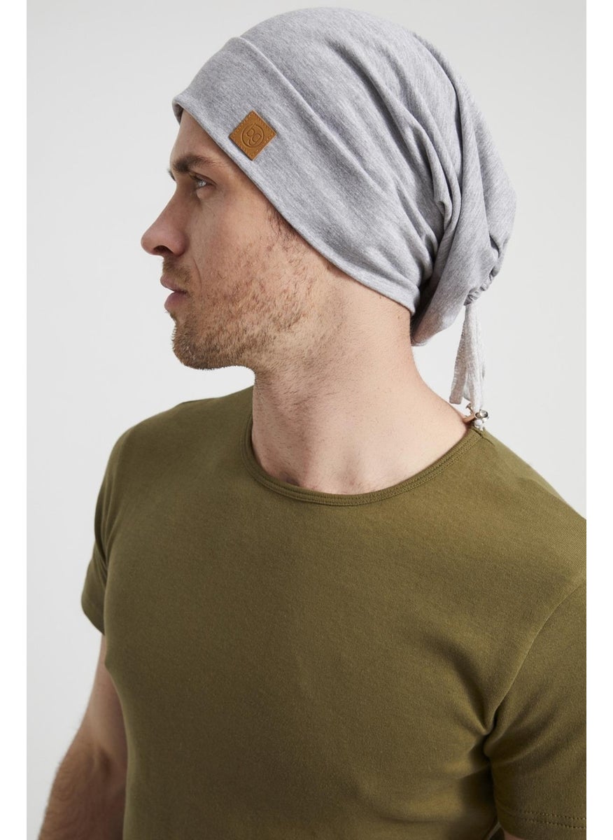 Butikgiz Men's Gray Yarn Special Design 4 Season Hat Beret Buff Ultra Soft Combed Cotton  - Image 1