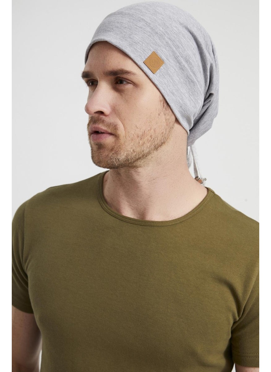 Butikgiz Men's Gray Yarn Special Design 4 Season Hat Beret Buff Ultra Soft Combed Cotton  - Image 2