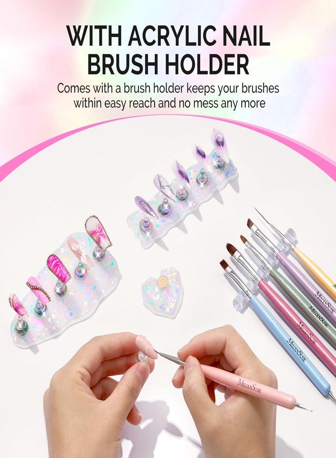 MelodySusie Nail Stand for Press Ons, 3 PCS Shiny Magnetic Bases Sets for Painting Display with Brush Holder and 100 Pcs Reusable Double-Sided Tape for Home DIY Salon Supplies - Image 4