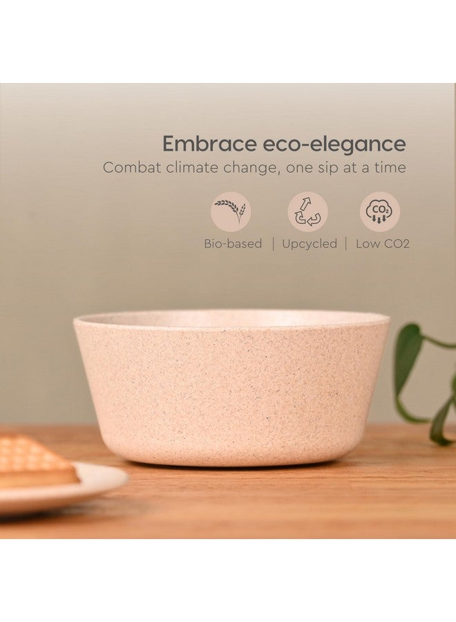 Eha Set of 4 Earth-Friendly Small Curry Bowls for Kitchen |175 ml | Made with Bamboo Fibers & Rice Husk | Microwave Safe Bowl (Reheat Only) | for Hot & Cold Serving Bowl Set | Sand Castle - Image 3