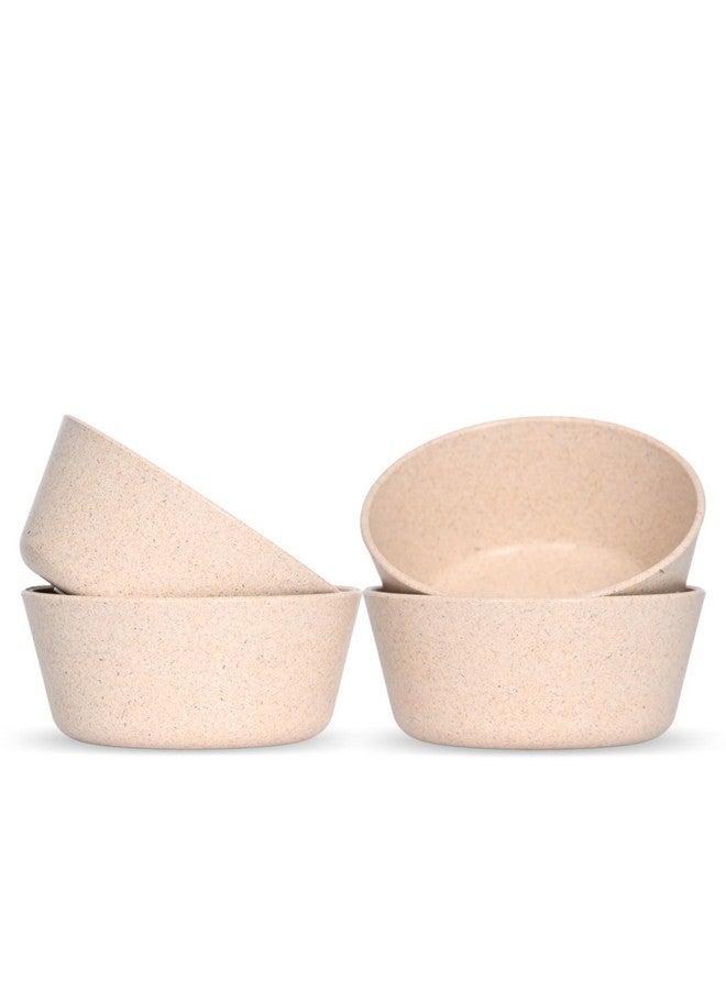 Eha Set of 4 Earth-Friendly Small Curry Bowls for Kitchen |175 ml | Made with Bamboo Fibers & Rice Husk | Microwave Safe Bowl (Reheat Only) | for Hot & Cold Serving Bowl Set | Sand Castle - Image 1