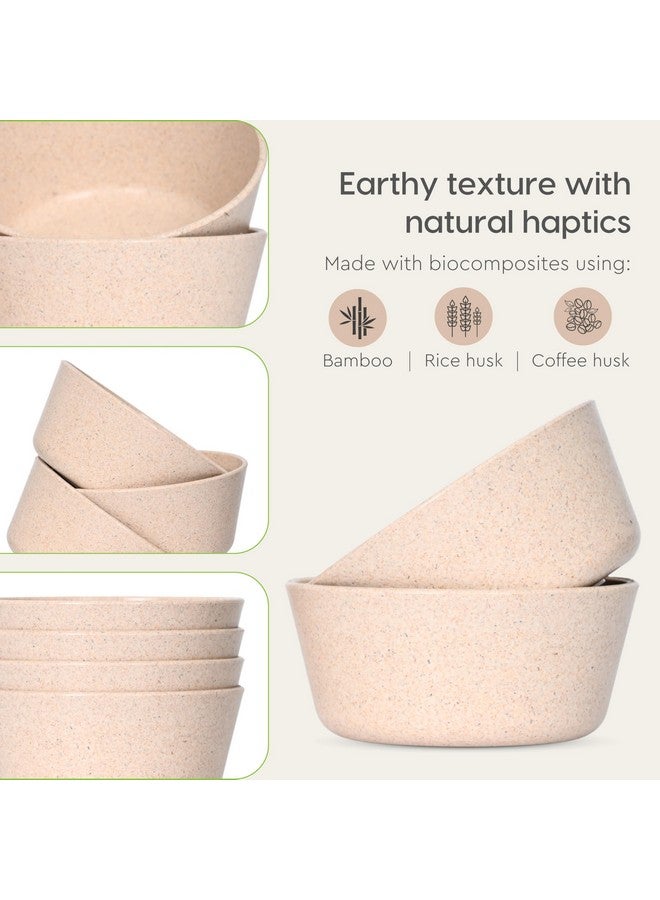 Eha Set of 4 Earth-Friendly Small Curry Bowls for Kitchen |175 ml | Made with Bamboo Fibers & Rice Husk | Microwave Safe Bowl (Reheat Only) | for Hot & Cold Serving Bowl Set | Sand Castle - Image 5