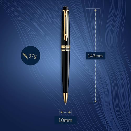 Waterman قلم حبر جاف ووترمان إكسبيرت، أسود مع تفاصيل ذهبية، طرف متوسط، حبر أزرق، علبة هدية - Image 3