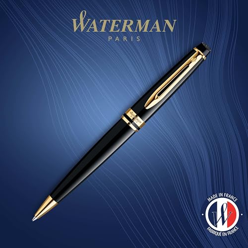 Waterman قلم حبر جاف ووترمان إكسبيرت، أسود مع تفاصيل ذهبية، طرف متوسط، حبر أزرق، علبة هدية - Image 2