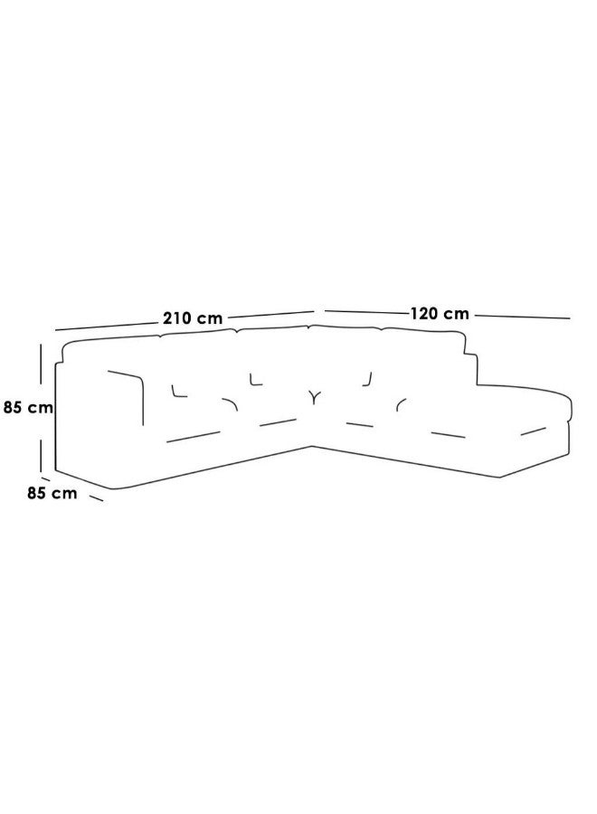 الهوم كنبة زاوية 4 مقاعد شكل حرفL   مقاس 85×120×85×210 سم - رمادي - Image 2