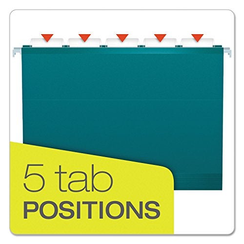 Pendaflex أقلام ملفات معلقة معززة من بندافليكس، حجم رسالة، أزرق مائل إلى الأخضر، 1/5 قطع، 25/صندوق (4152 1/5 TEA) - Image 4