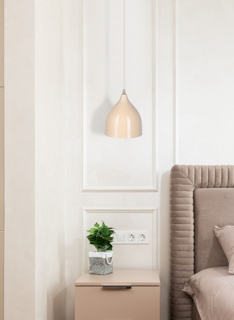 El Rawda Lighting Funnel Ceiling Lamp - Single | modern decorative LED E27 pendant light ceiling lamp hanging | suitable for any room | Color: Beige | Size: 70x17 cm - Image 2