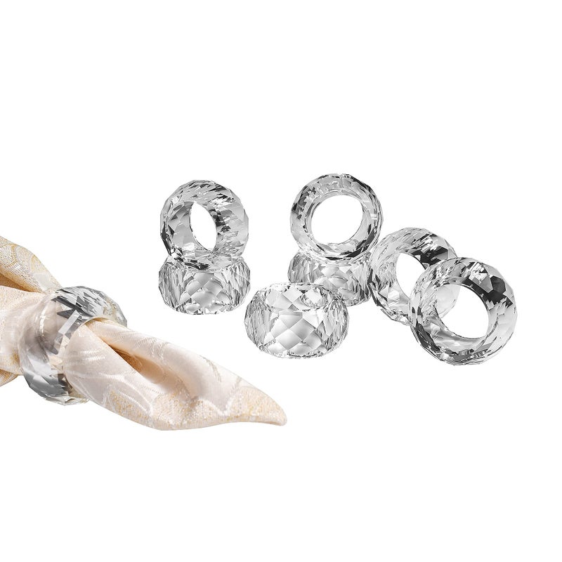 kitCom Crystal Napkin Ring Holders Set of 8  K9 Luxury Crystal Napkin Holder Rings  Diamond-Shaped Design  Napkin Buckles for Holiday Decor  Wedding  Christmas  Dinner Table  Thanksgiving (Pack of 8) - Image 1