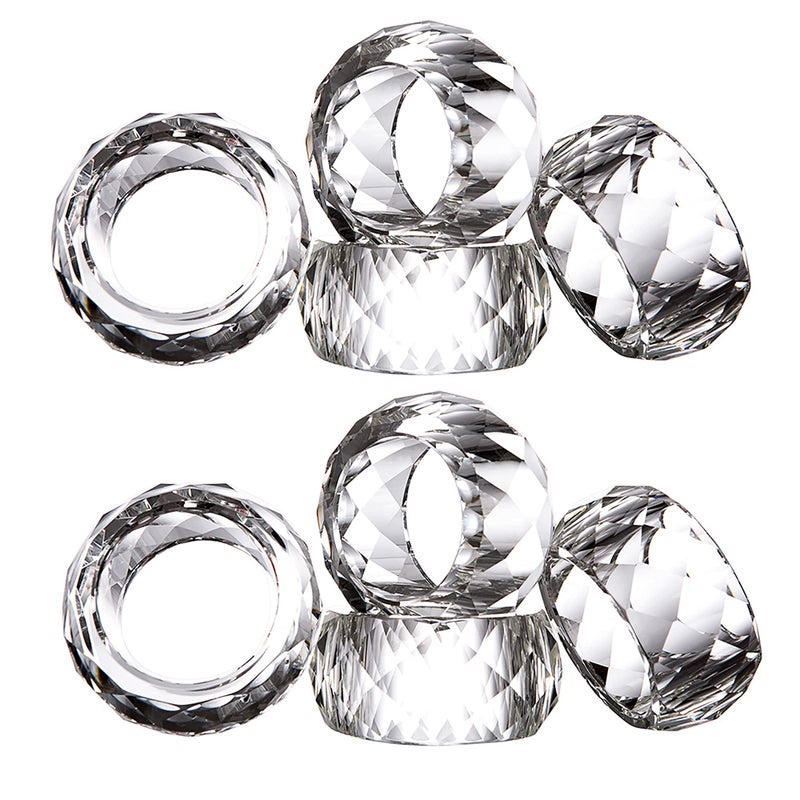 kitCom Crystal Napkin Ring Holders Set of 8  K9 Luxury Crystal Napkin Holder Rings  Diamond-Shaped Design  Napkin Buckles for Holiday Decor  Wedding  Christmas  Dinner Table  Thanksgiving (Pack of 8) - Image 4
