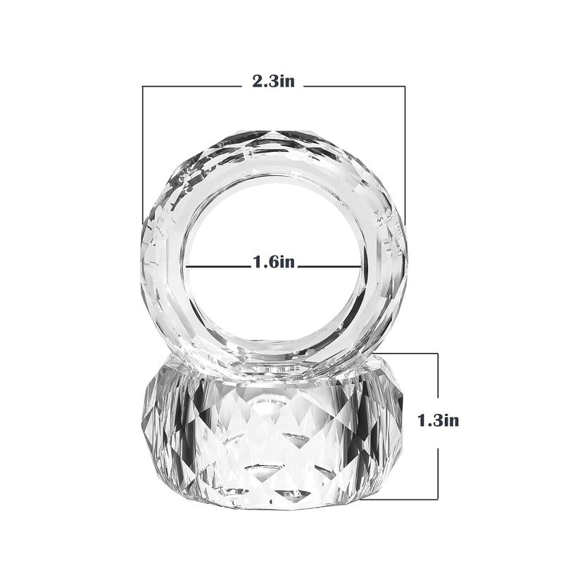 kitCom Crystal Napkin Ring Holders Set of 8  K9 Luxury Crystal Napkin Holder Rings  Diamond-Shaped Design  Napkin Buckles for Holiday Decor  Wedding  Christmas  Dinner Table  Thanksgiving (Pack of 8) - Image 2