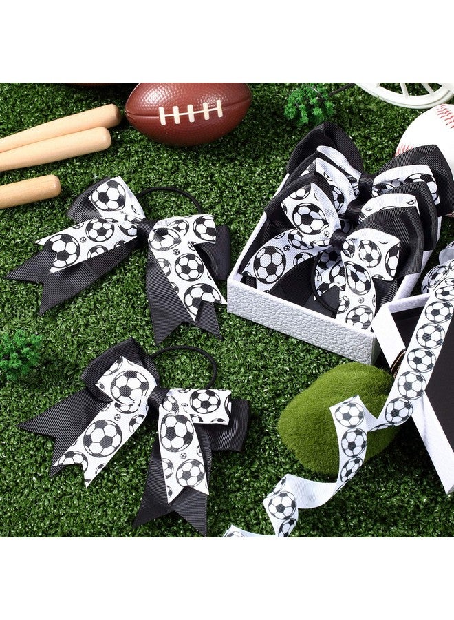WILLBOND 10 Hair Accessories - Soccer Hair Bows, Elastic Ponytail Holders, and Sport Hair Ties for Girls Players and Teams (Black and White) - Image 4